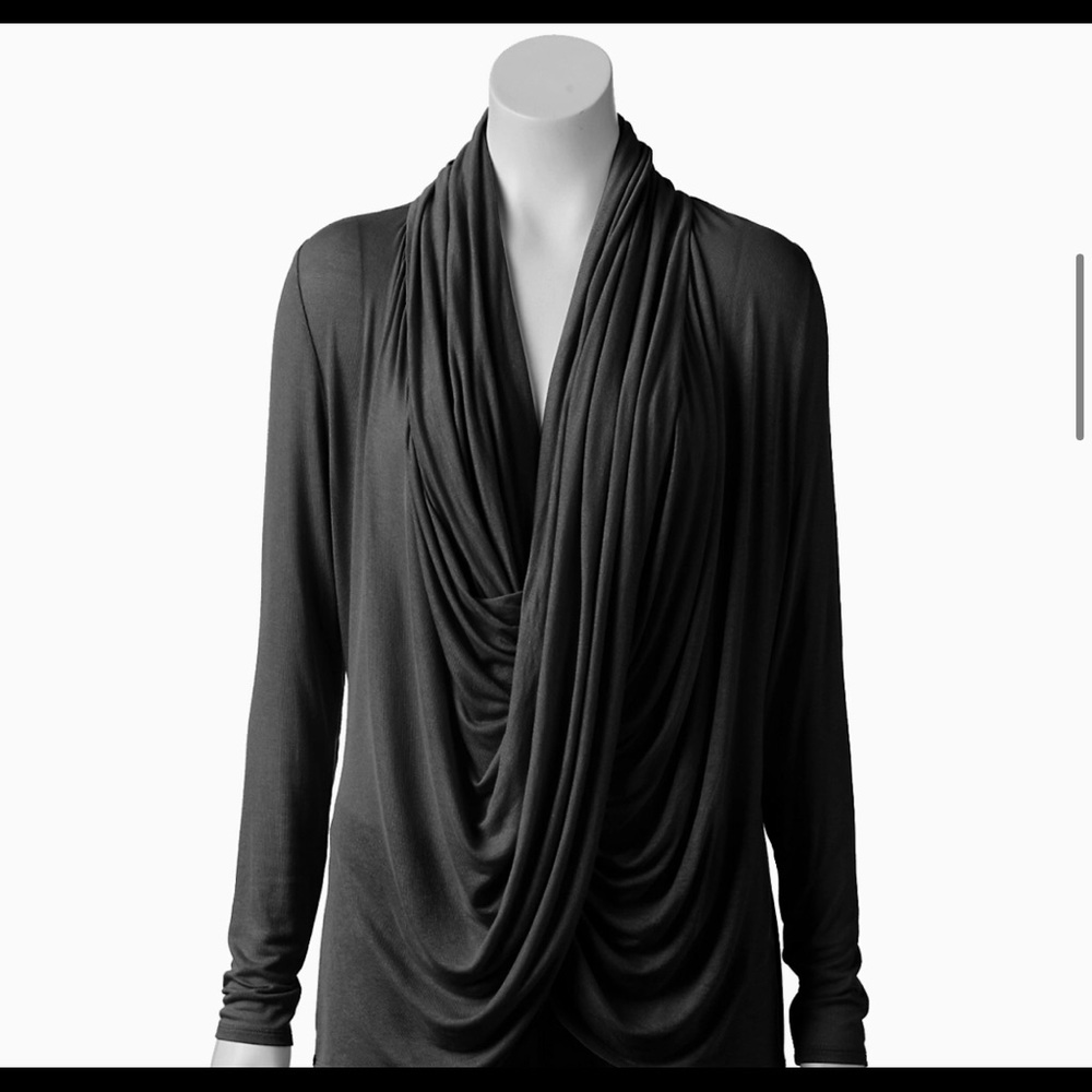 APT. 9 Shirred Wrap Long Sleeve Drapey Top
